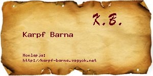 Karpf Barna névjegykártya